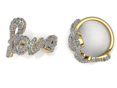 Love Ring Pave 3D print model