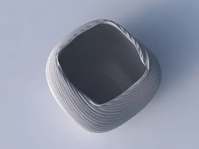 Bowl semi-quadratic with wavy extruded lines 2 3D print model