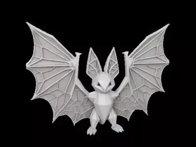 Geometric Low-Poly Bat for Halloween  3D print model