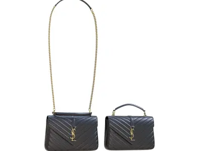 YSL Saint Laurent College Medium Chain Bag Black Low-poly 3D model