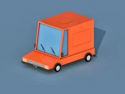 Cartoon Delivery Truck  Low-poly 3D model