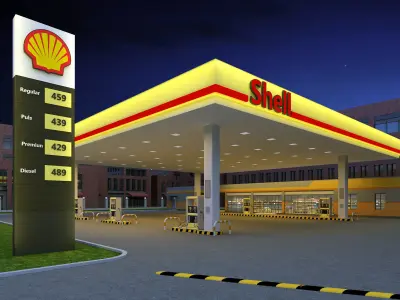 shell gas station 3D model