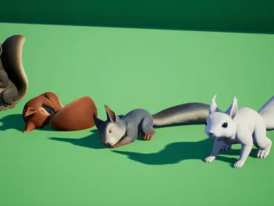 Squirrel squirrels Low-poly 3D model
