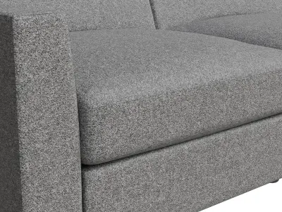 Grey Wool Modular Sofa 3D model