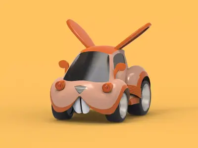 Cartoon Car Rabbit Head  3D model