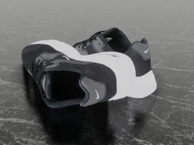Nike 3D Shoes - White-Black - Air max Series Low-poly 3D model
