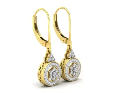 AV 581 Diamond Halo Cluster Drop Earrings for Women 3D print model