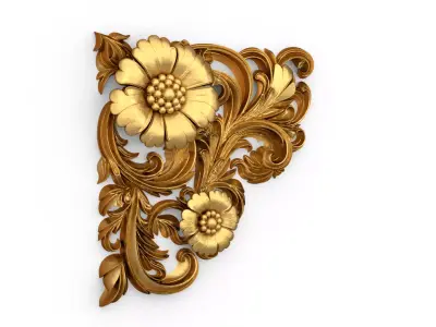 Classic carved corner decor ornament cnc 3d printing stl 03 3D model
