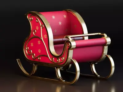 Premium Christmas Sleigh Low-poly 3D model