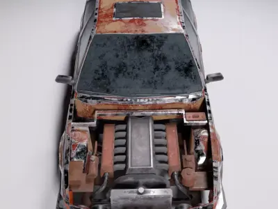 Old rusty car Low-poly 3D model