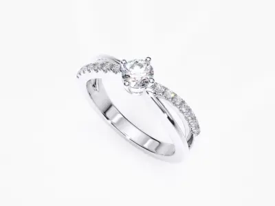 ZDR0144 engagement ring gold with diamonds 3D print model