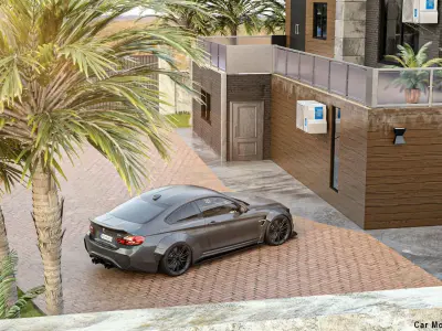 Automotive Render Scene Low-poly 3D model