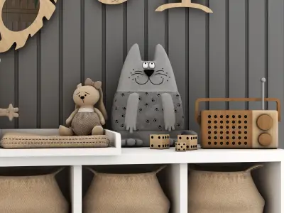 toys and furniture set Low-poly 3D model