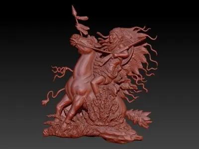 Native American and his Appaloosa horse Racing the Wind Jewelry  3D print model