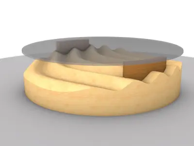 Wavy Wood Glass Coffee Table 3D model