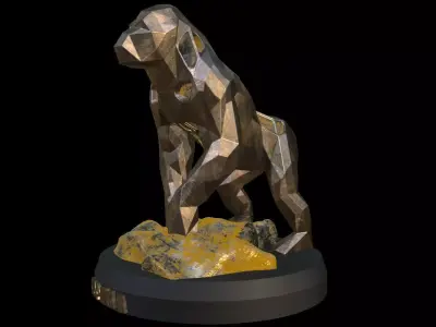 Steampunk Gorilla Rock Low-poly 3D model