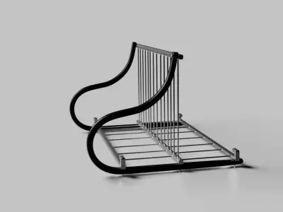 Curved Metal Bike Rack Low-poly 3D model