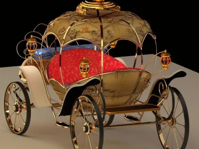Chinese horse wagon with clock  3D model