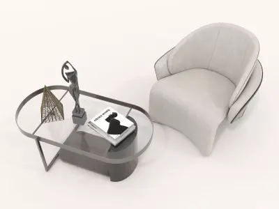 Modern Coffee Table and Armchair Set 48 3D model