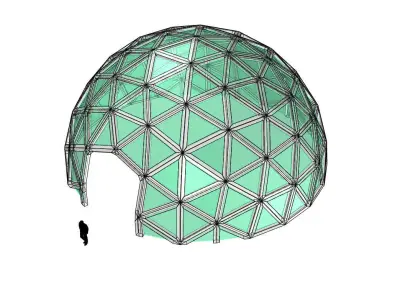 Geodesic Dome V2 Large with Frame and Panels and Entryway 3D model