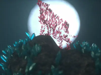 Crystal Wolf Scene Low-poly 3D model