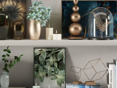 blue decorative set 3D model