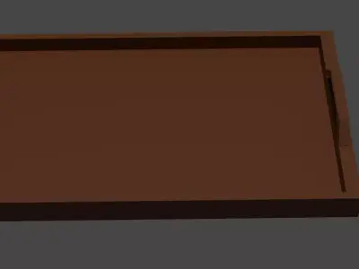 Brown Wooden Tray with Handles  Realistic 3D Model Free 3D model