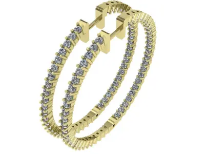 38mm Inside-Outside Diamond Hoop Earrings Huggies 3D print model