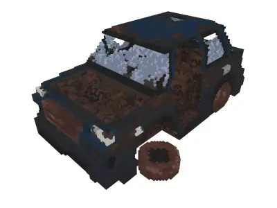 Ruined car Low-poly 3D model