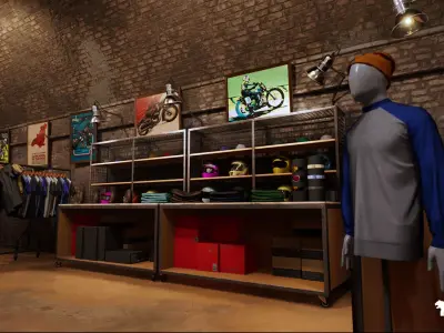 Motorbike Shop Environment Low-poly 3D model