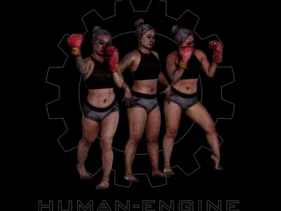 Violet A-pose with Boxing Poses Bundle 3D model