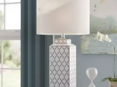 Loudoun Silver White Table Lamp 3D model