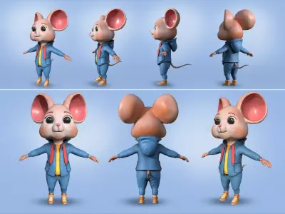 Cute Little Mouse Low-poly 3D model