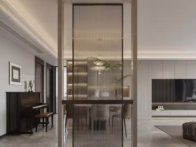 Modern living room dining room interior scenes 235 3D model