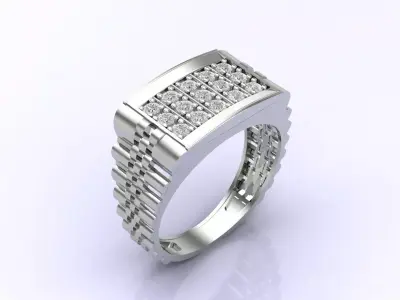 Print Ready STL 3DM  Gents Rings Diamond Men Ring  3D print model 219