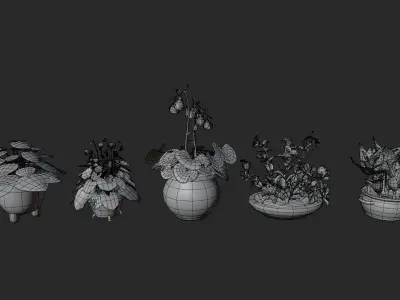 Stylized Potted Flowers Pack Low-poly 3D model