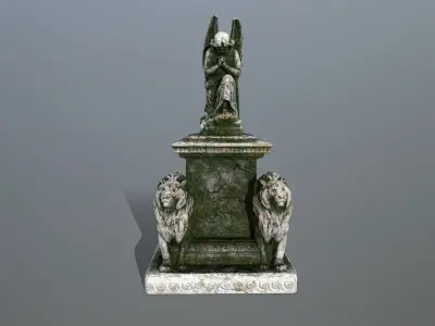 statue 4 lion Low-poly 3D model