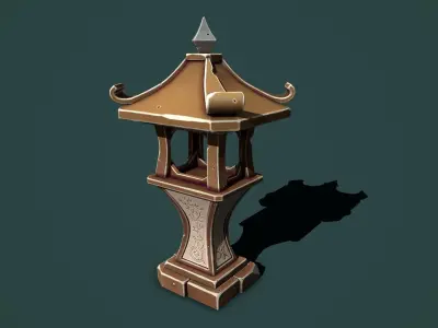 Fantasy stone sanctuary Low-poly 3D model