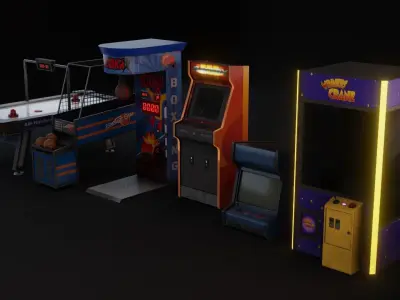 Arcade Room Props package - Game Ready Lowpoly PBR
