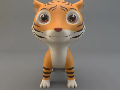 Cartoon Tiger Low-poly 3D model