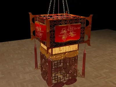 Chinese palace lantern 3D model 5