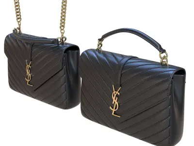 YSL Saint Laurent College Medium Chain Bag Black Low-poly 3D model