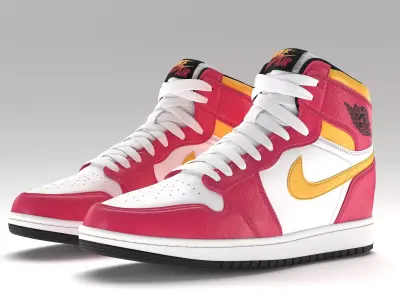 Jordan 1 Retro High  Light Fusion Red PBR Low-poly 3D model