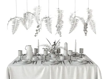 Tableware with fern 3D model