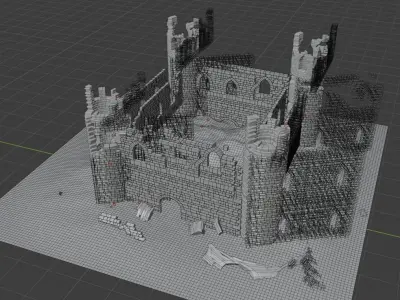 Castle Model 3D in desert 3D model