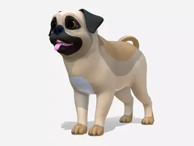 Cartoon Dog - Pug Low-poly 3D model