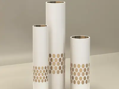 White and Gold Decor Vase Set  3D model