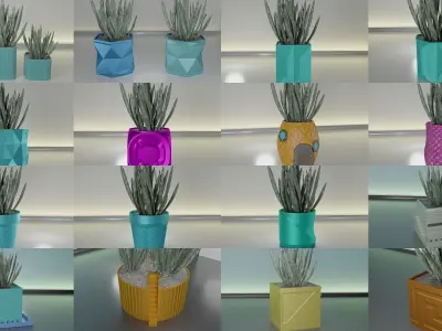 100 plant pot colection 3D Model Collection