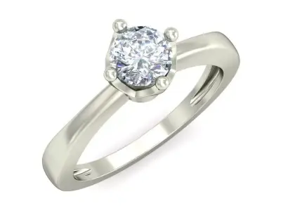 Solitaire Engagement white gold diamond ring-VJR38 3D print model