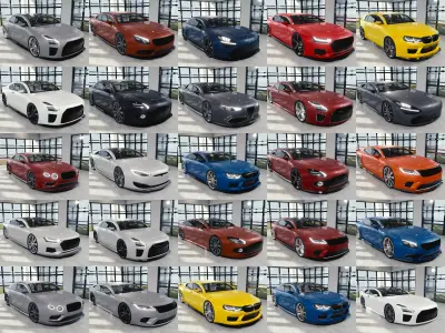 BLENDER EEVEE Brandless 50 car collection volume 2 3D Model Pack